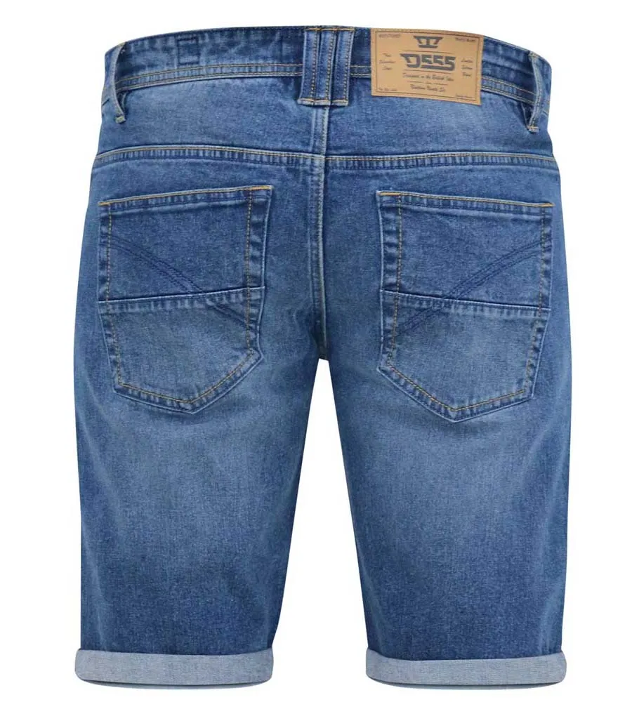 D555 Mens Blue Stretch Denim Shorts (JONES)