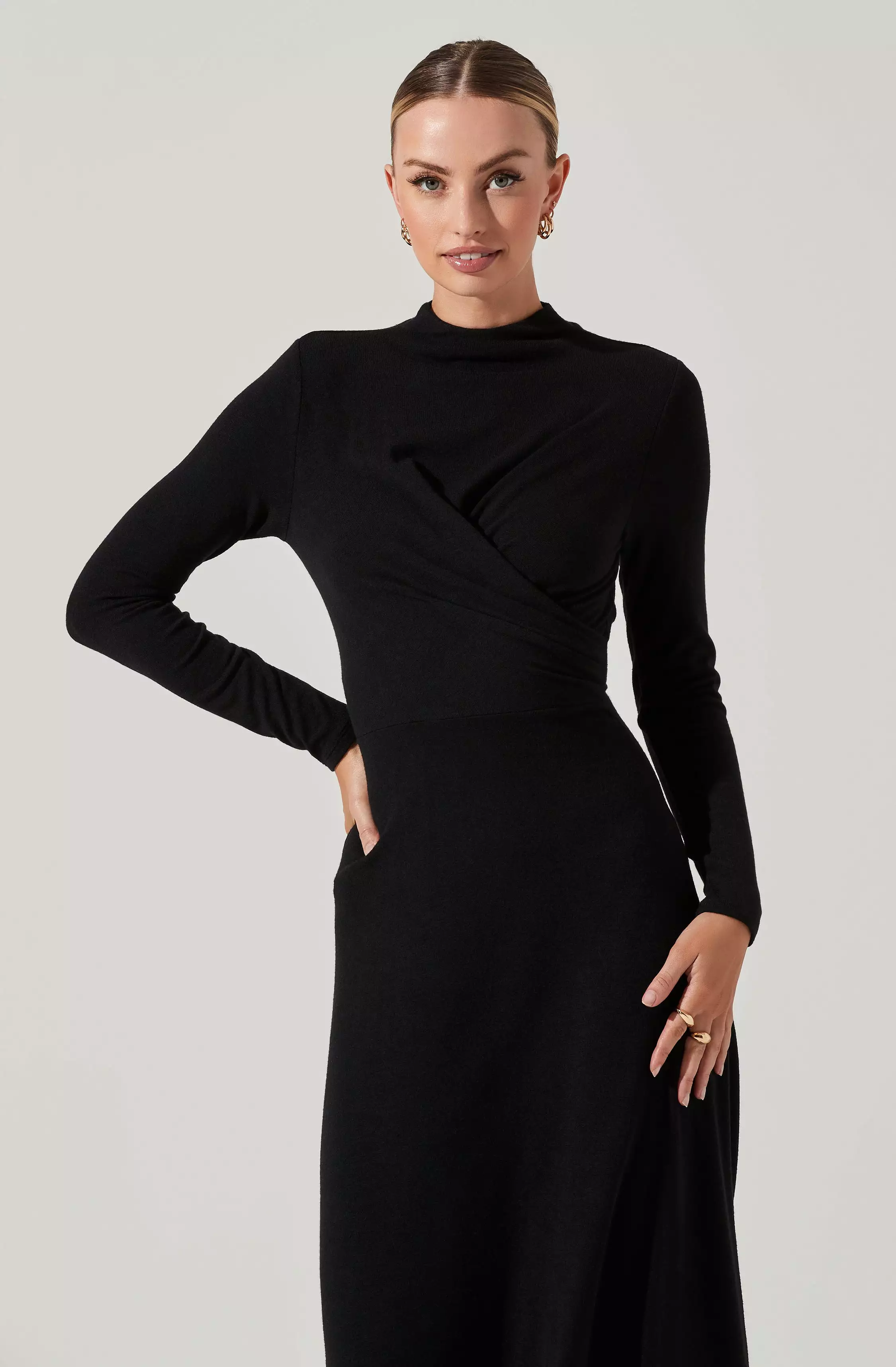 Delancy Open Back Long Sleeve Midi Dress