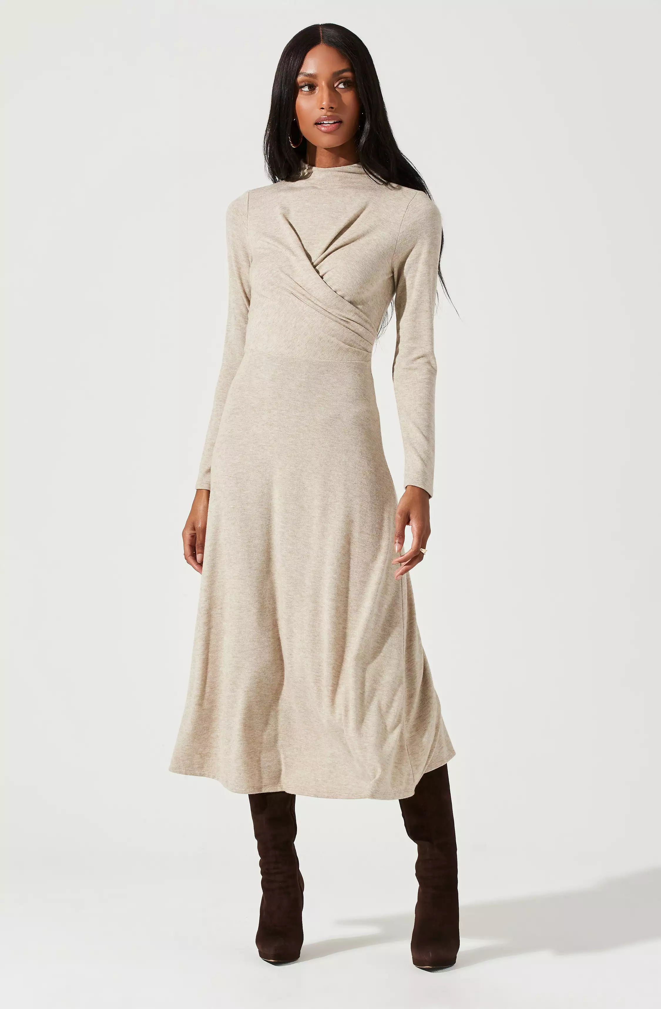 Delancy Open Back Long Sleeve Midi Dress