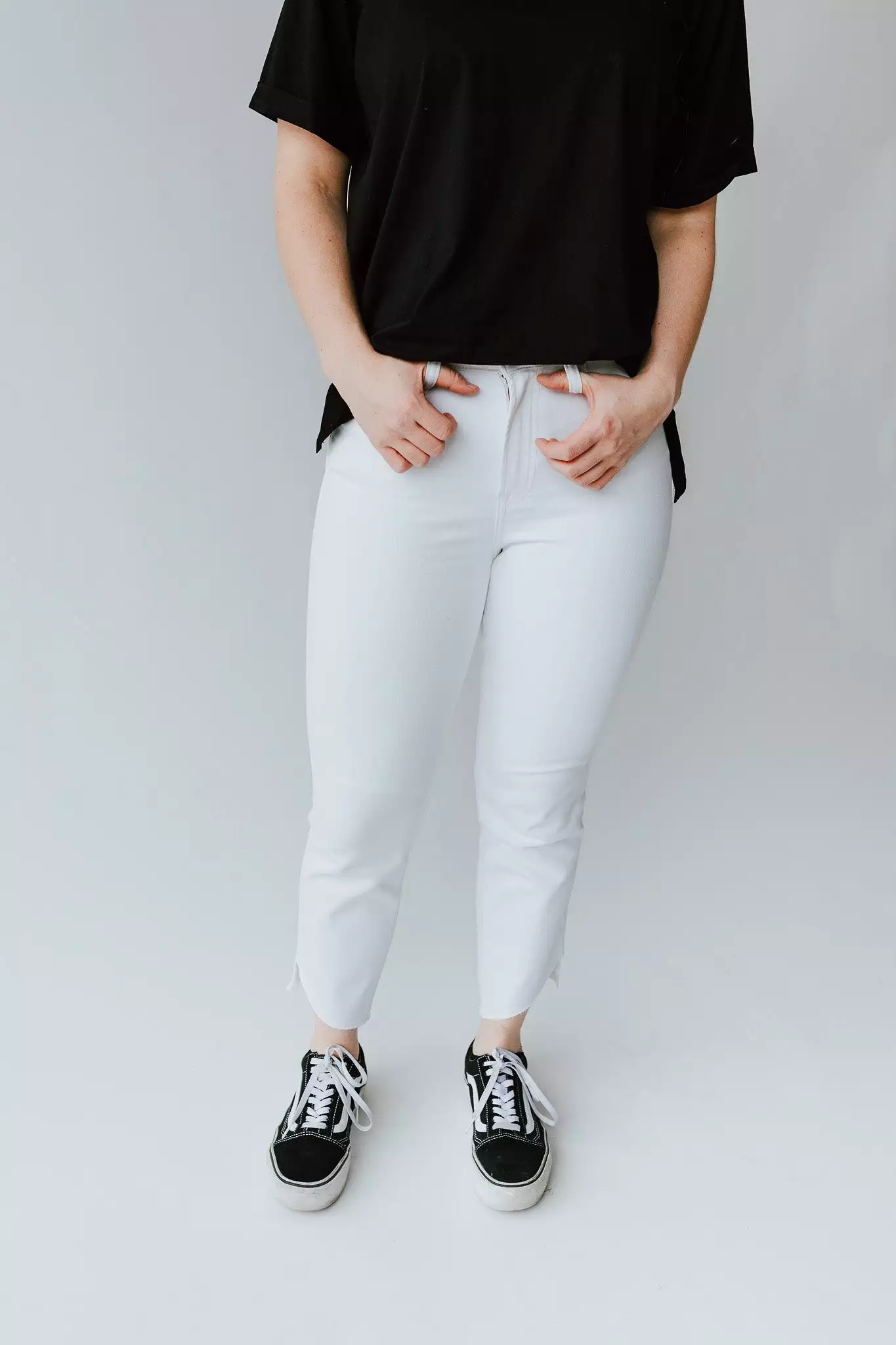 Denim: Baza High Rise Crop Straight Jean in White