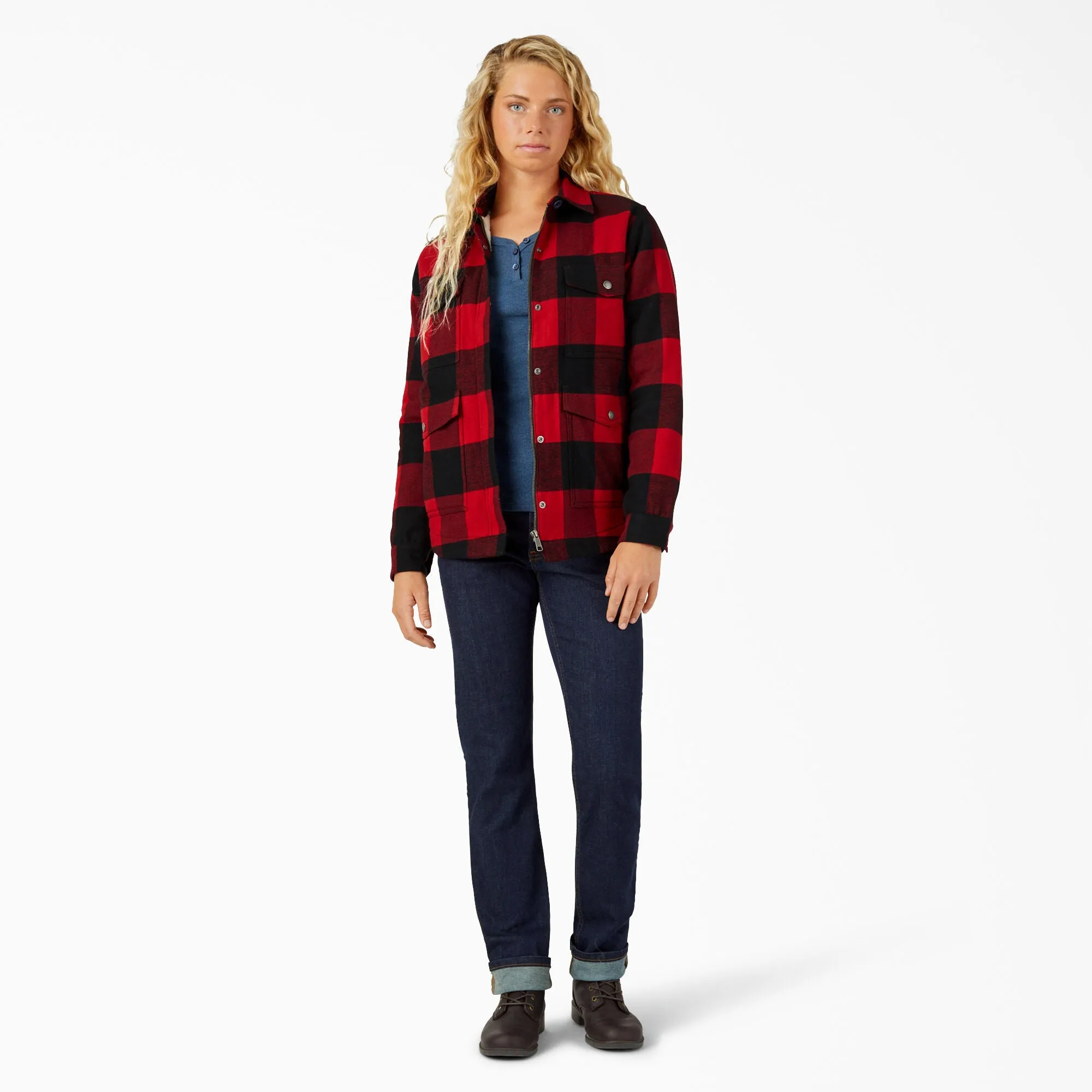 Dickies Women's Sherpa-Lined Flannel Coat