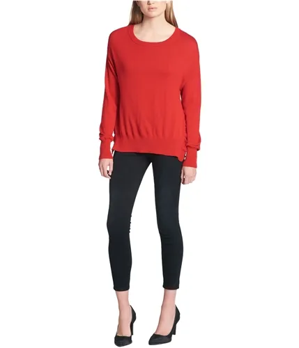 Dkny Womens Ruffled Vented Knit Sweater