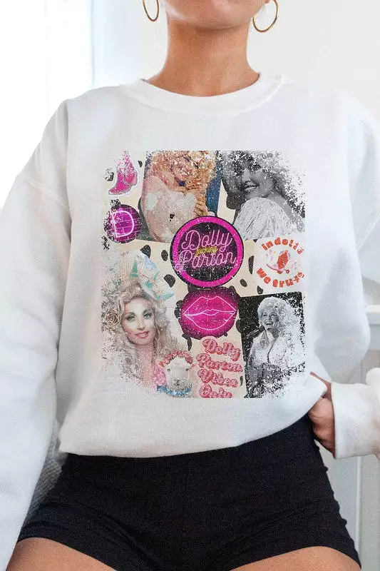 DOLLY PARTON COLLAGE GRAPHIC SWEATSHIRT PLUS SIZE