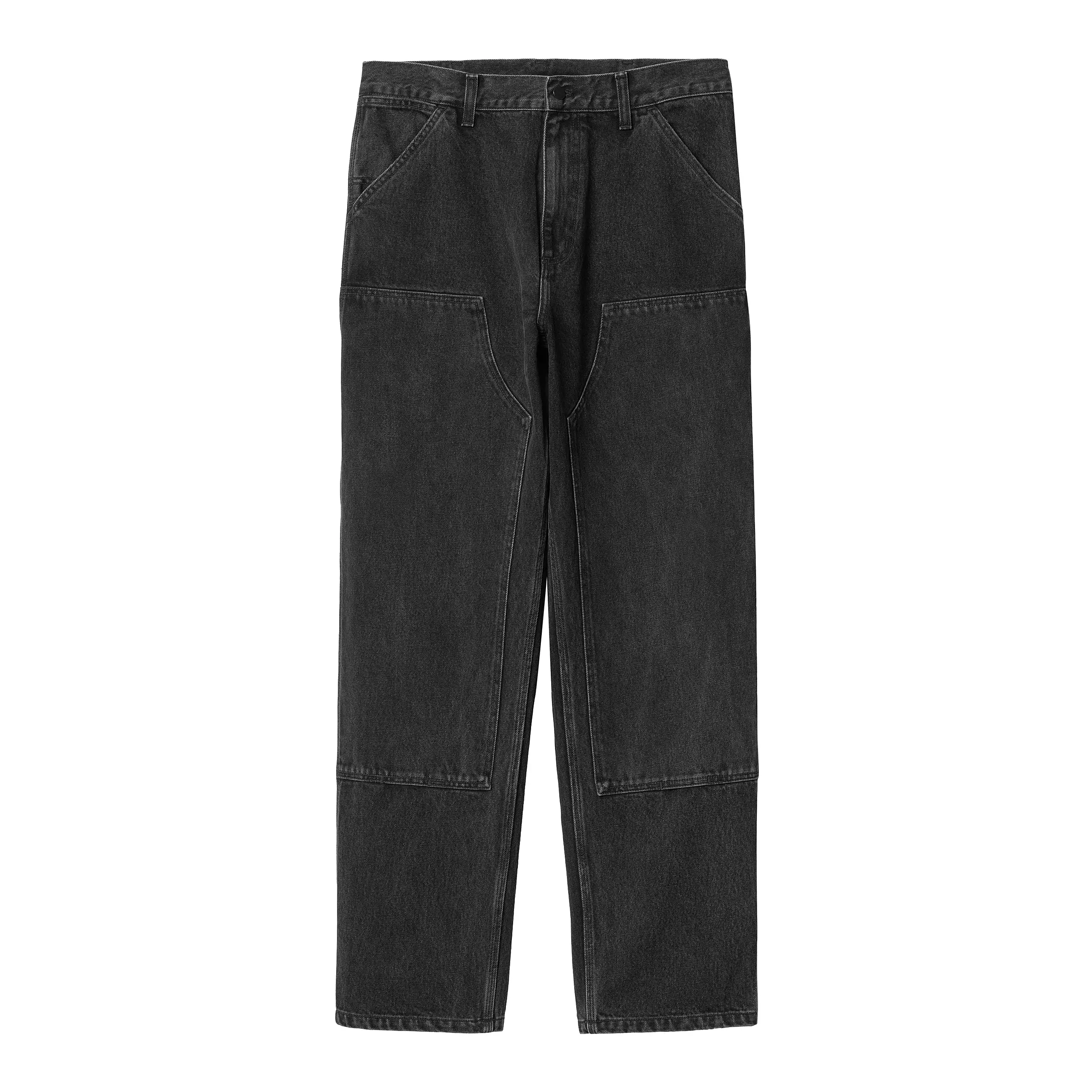 DOUBLE KNEE PANT BLACK STONE WASHED