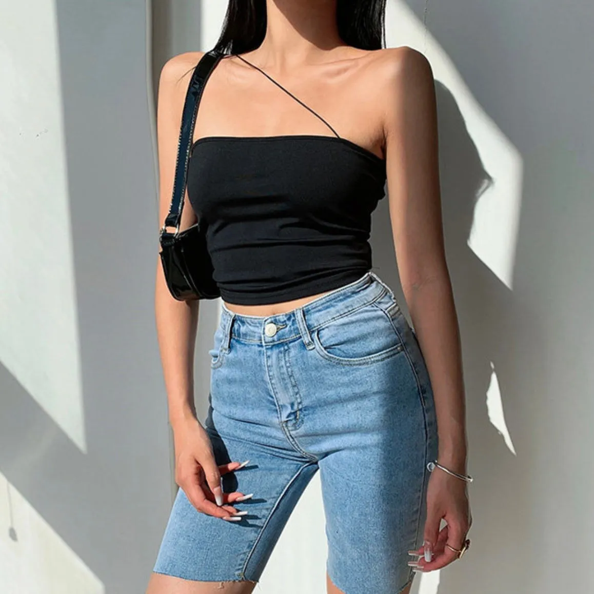 EZRA VINTAGE HIGH WAISTED DENIM SHORTS