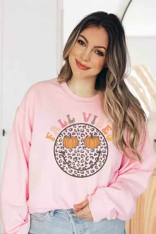 FALL VIBES LEOPARD PUMPKINS SWEATSHIRT PLUS SIZE