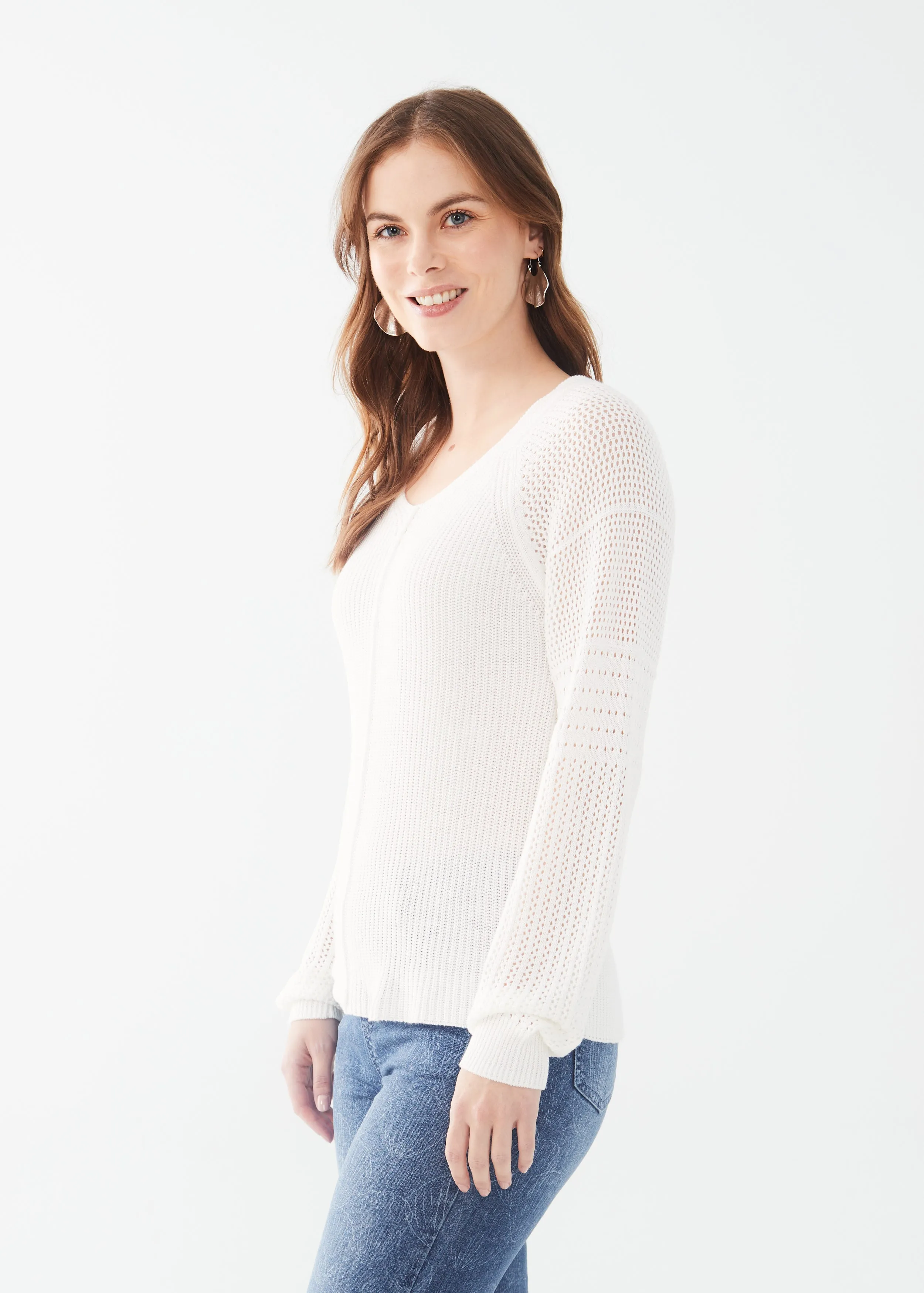 FDJ sweater 1034624, pointelle sleeve (2 colors)