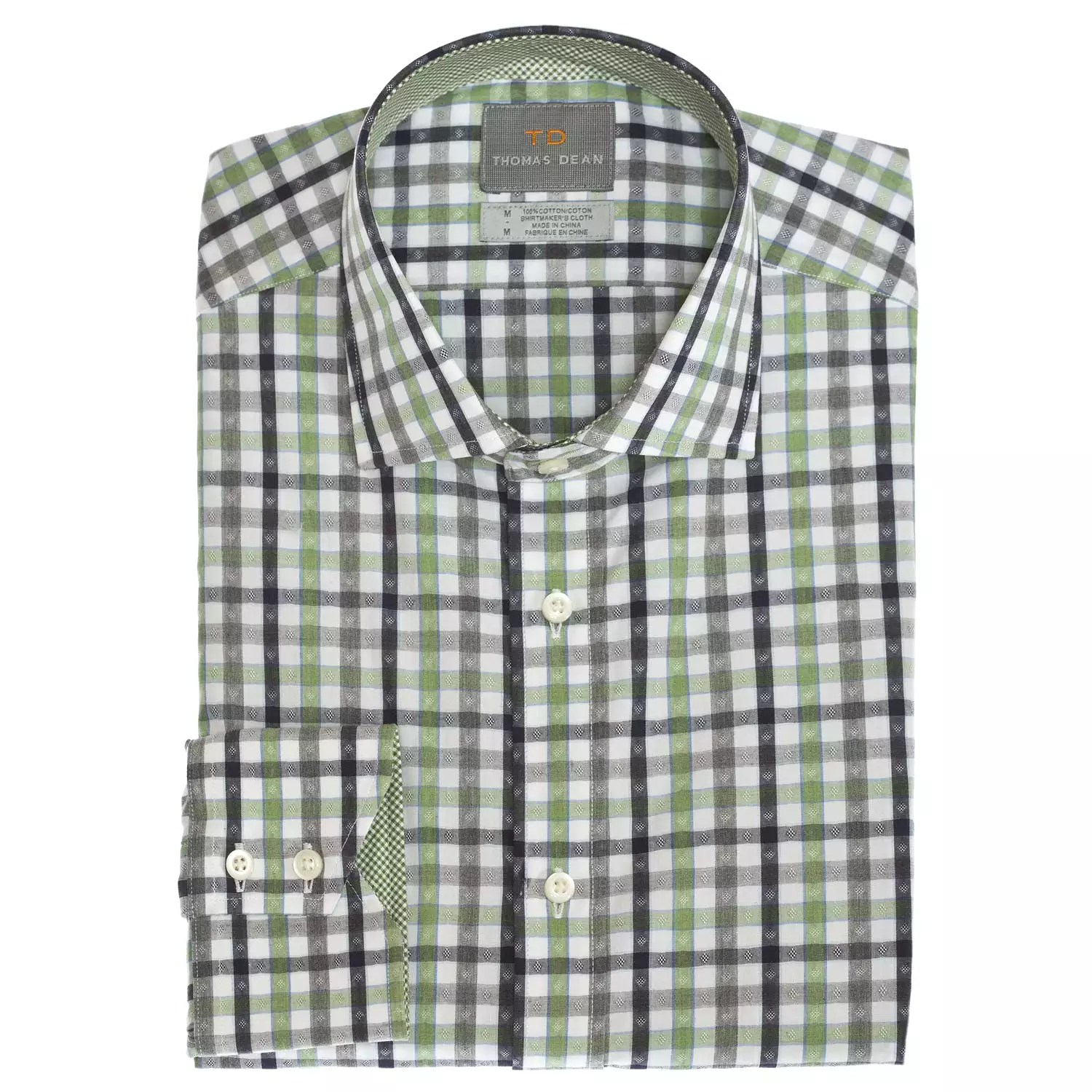 Green Shadow Check Button Down Sport Shirt