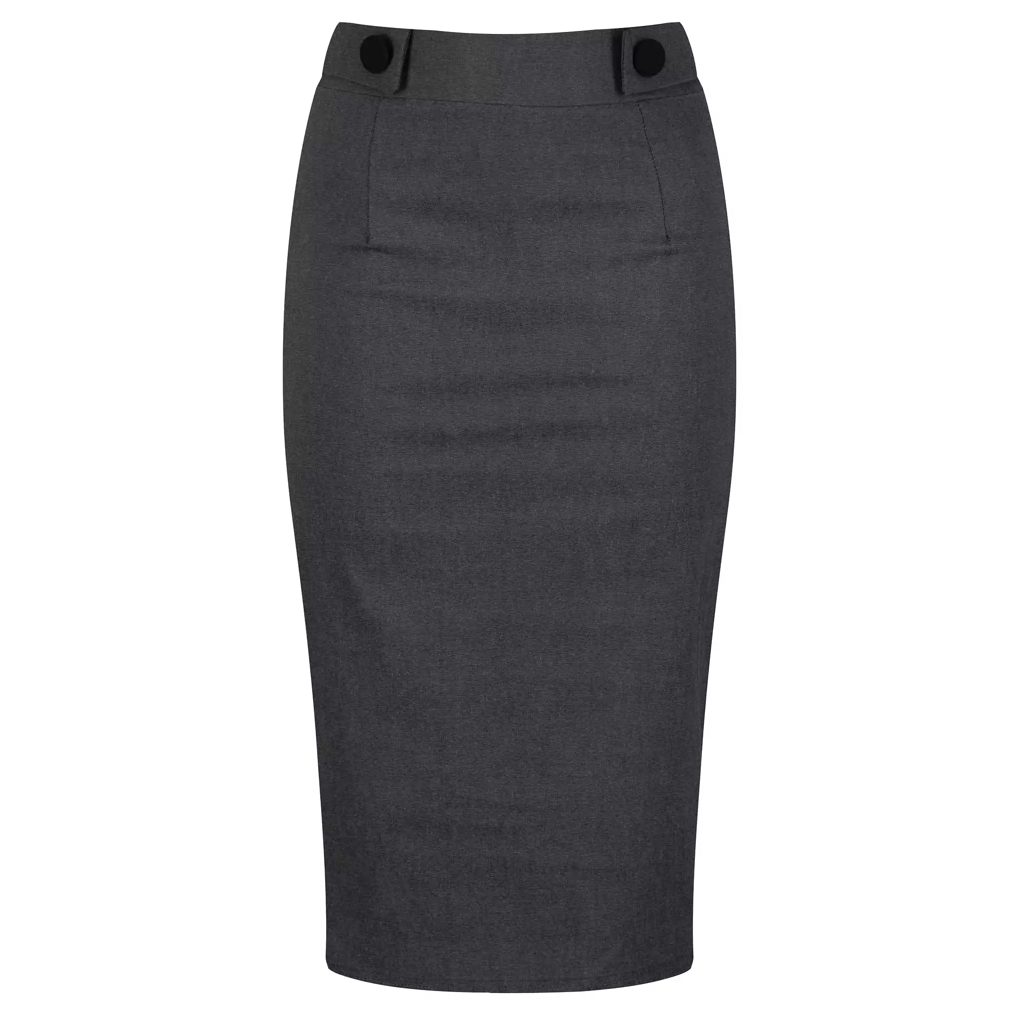 Grey 1940s Button Detail Bodycon Skirt