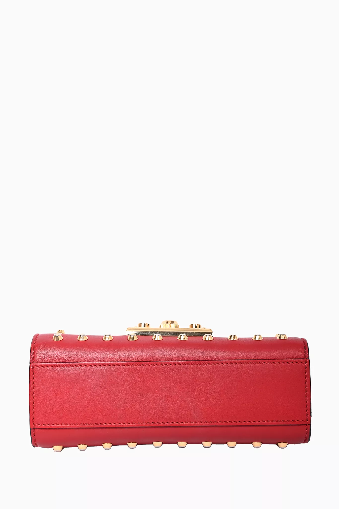 Gucci Red Leather Small Pearly Padlock Chain Bag