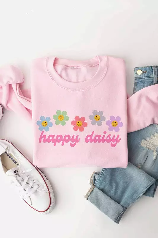 HAPPY DAISY GRAPHIC SWEATSHIRT PLUS SIZE