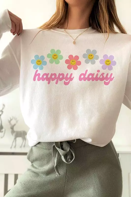 HAPPY DAISY GRAPHIC SWEATSHIRT PLUS SIZE