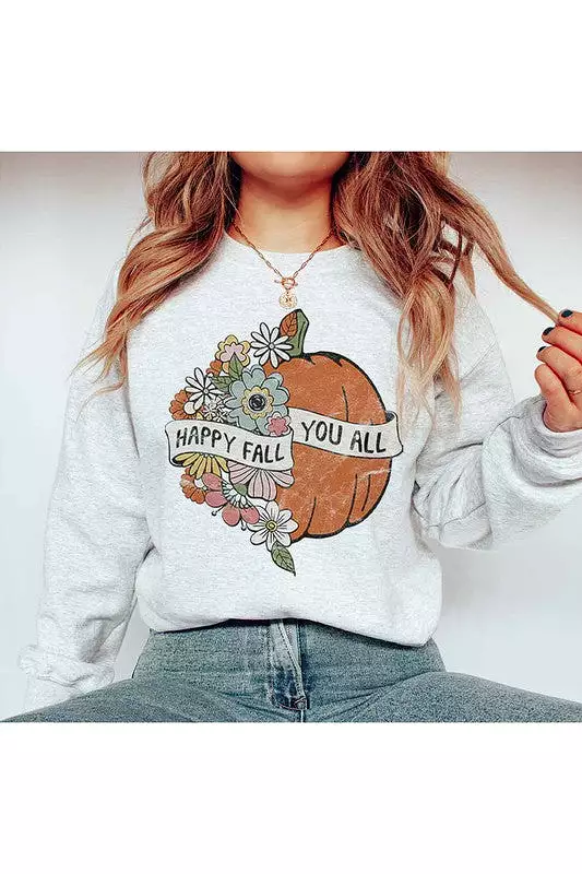 HAPPY FALL YOU ALL GRAPHIC SWEATSHIRT PLUS SIZE