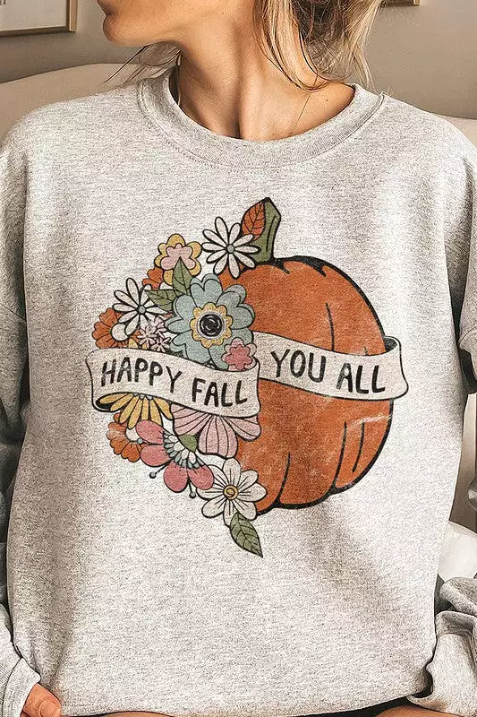 HAPPY FALL YOU ALL GRAPHIC SWEATSHIRT PLUS SIZE