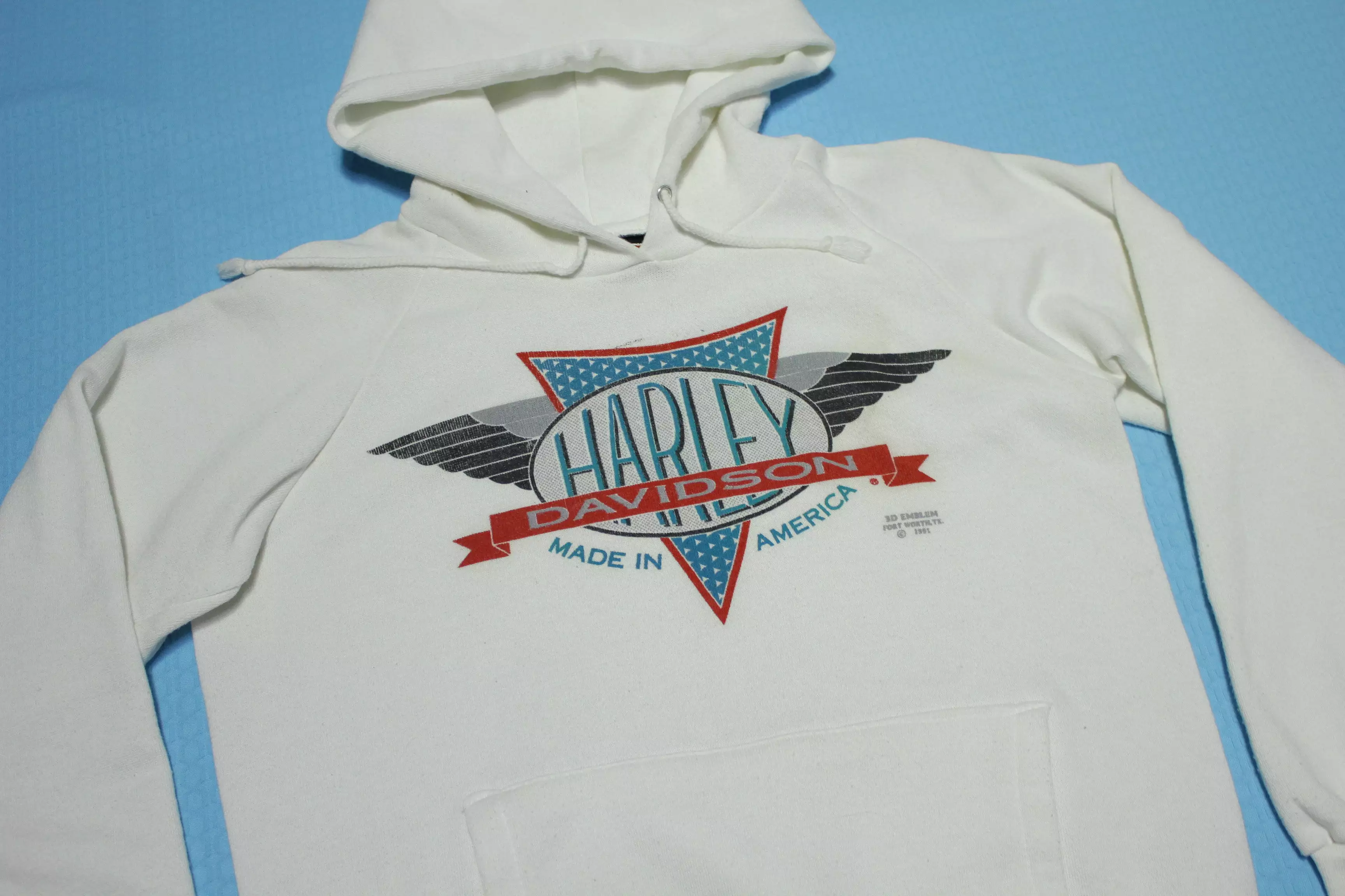 Harley Davidson Motorcycles Vintage 90's 1991 3D Emblem Hoodie Sweatshirt