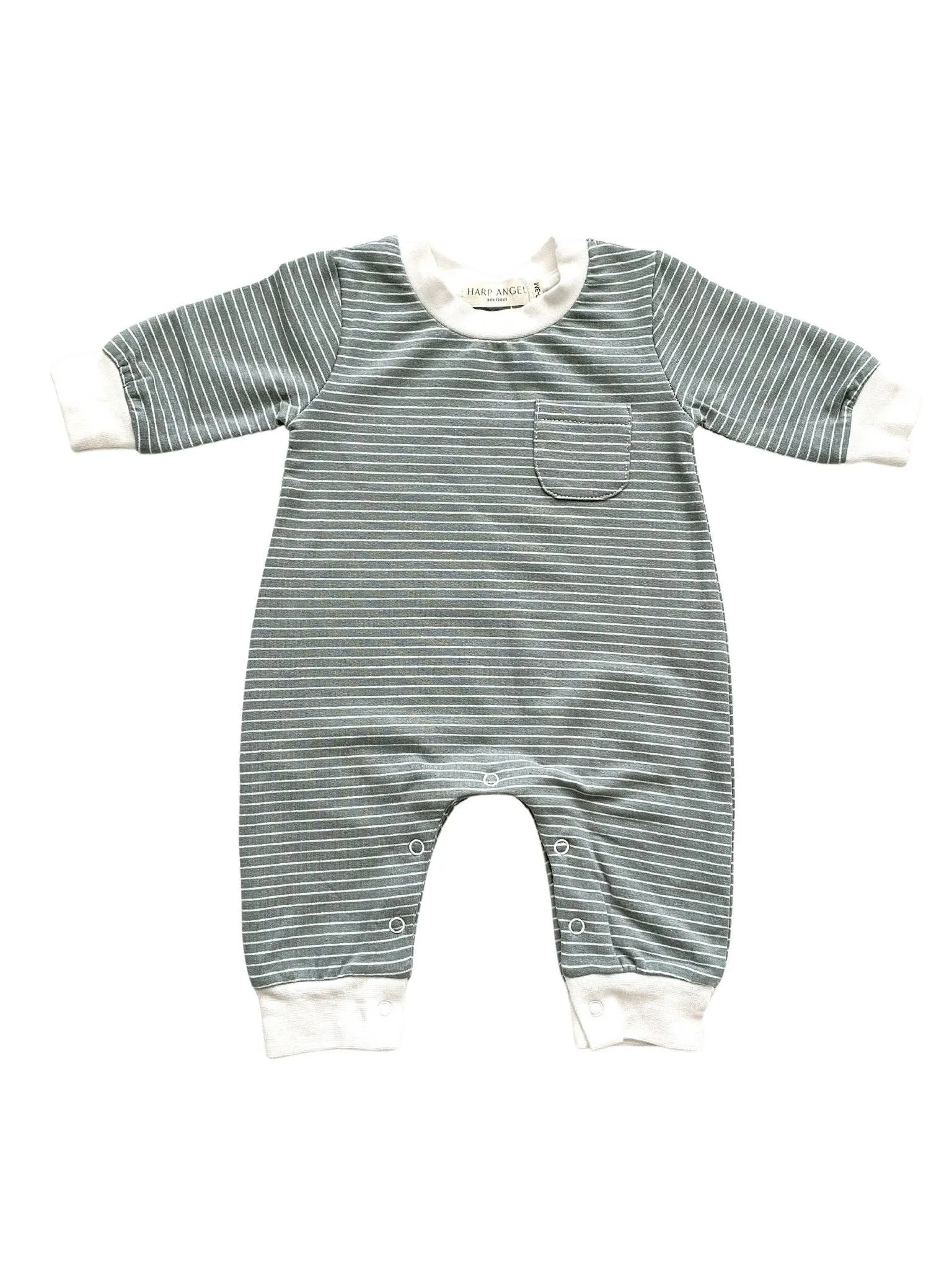 Harp Angel Organic Romper Sage Stripe