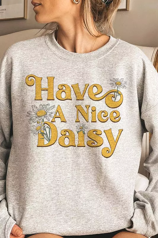 HAVE A NICE DAISY GRAPHIC SWEATSHIRT PLUS SIZE