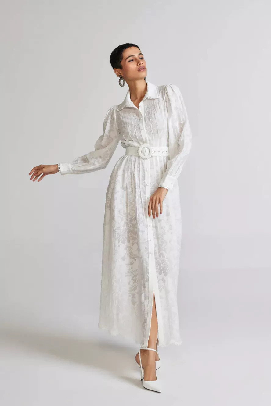 Hemant and Nandita - Ilara Long Shirt Dress - White