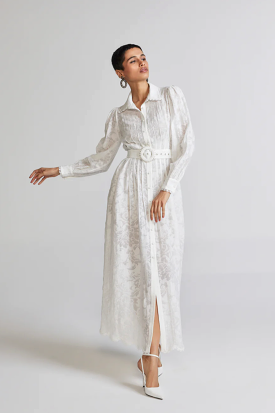 Hemant and Nandita - Ilara Long Shirt Dress - White