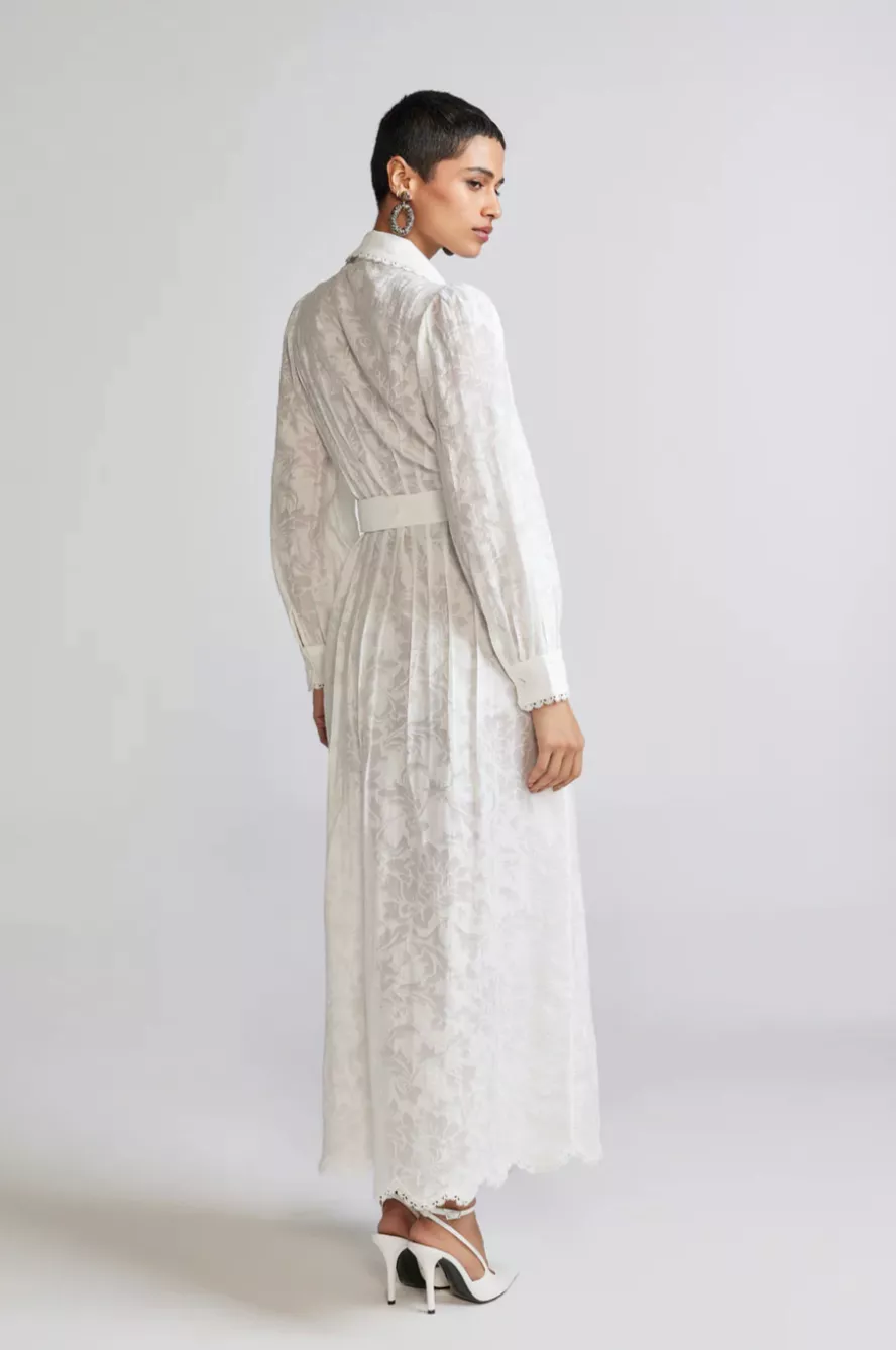 Hemant and Nandita - Ilara Long Shirt Dress - White