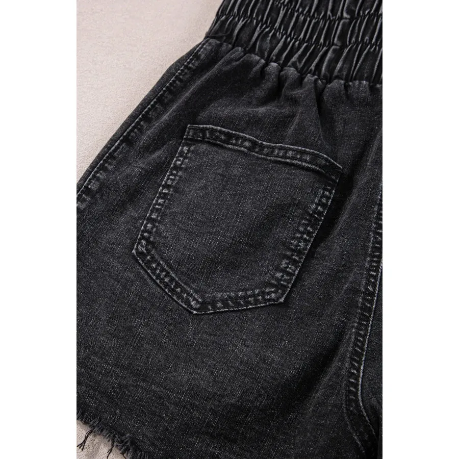 High Waist Raw Hem Denim Shorts