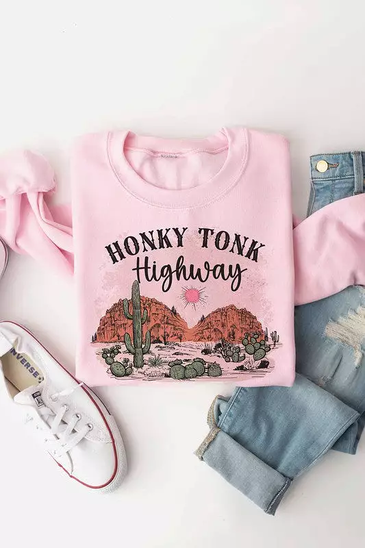 HONKY TONK HIGHWAY GRAPHIC SWEATSHIRT PLUS SIZE