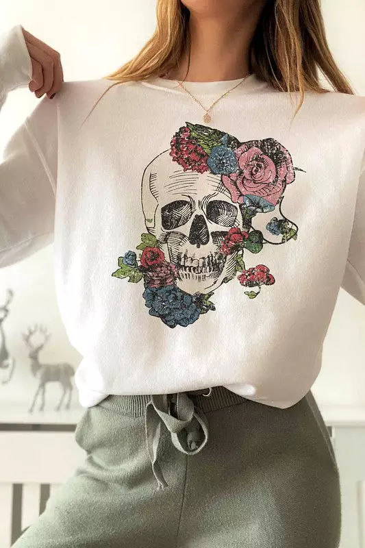 HORROR FALL FLOWERS SWEATSHIRT PLUS SIZE