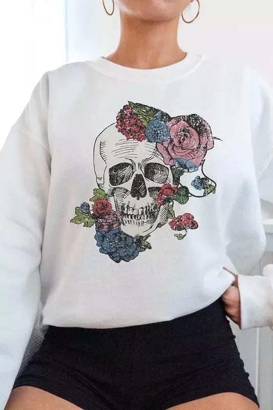 HORROR FALL FLOWERS SWEATSHIRT PLUS SIZE