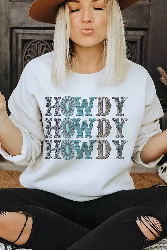 HOWDY LEOPARD GRAPHIC SWEATSHIRT PLUS SIZE