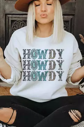 HOWDY LEOPARD GRAPHIC SWEATSHIRT PLUS SIZE