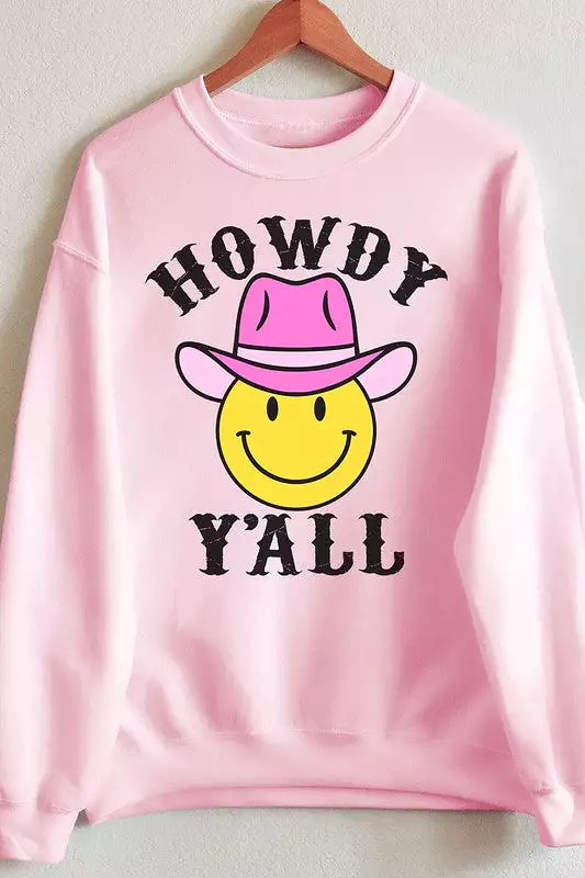 HOWDY YALL SMILEY GRAPHIC SWEATSHIRT PLUS SIZE