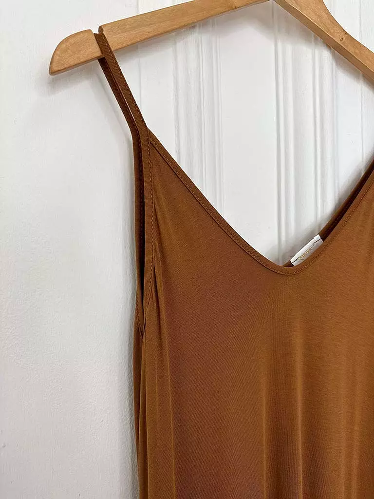 Jersey Spaghetti Strap Maxi Dress - Copper