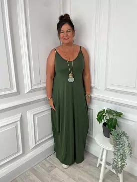 Jersey Spaghetti Strap Maxi Dress - Fern