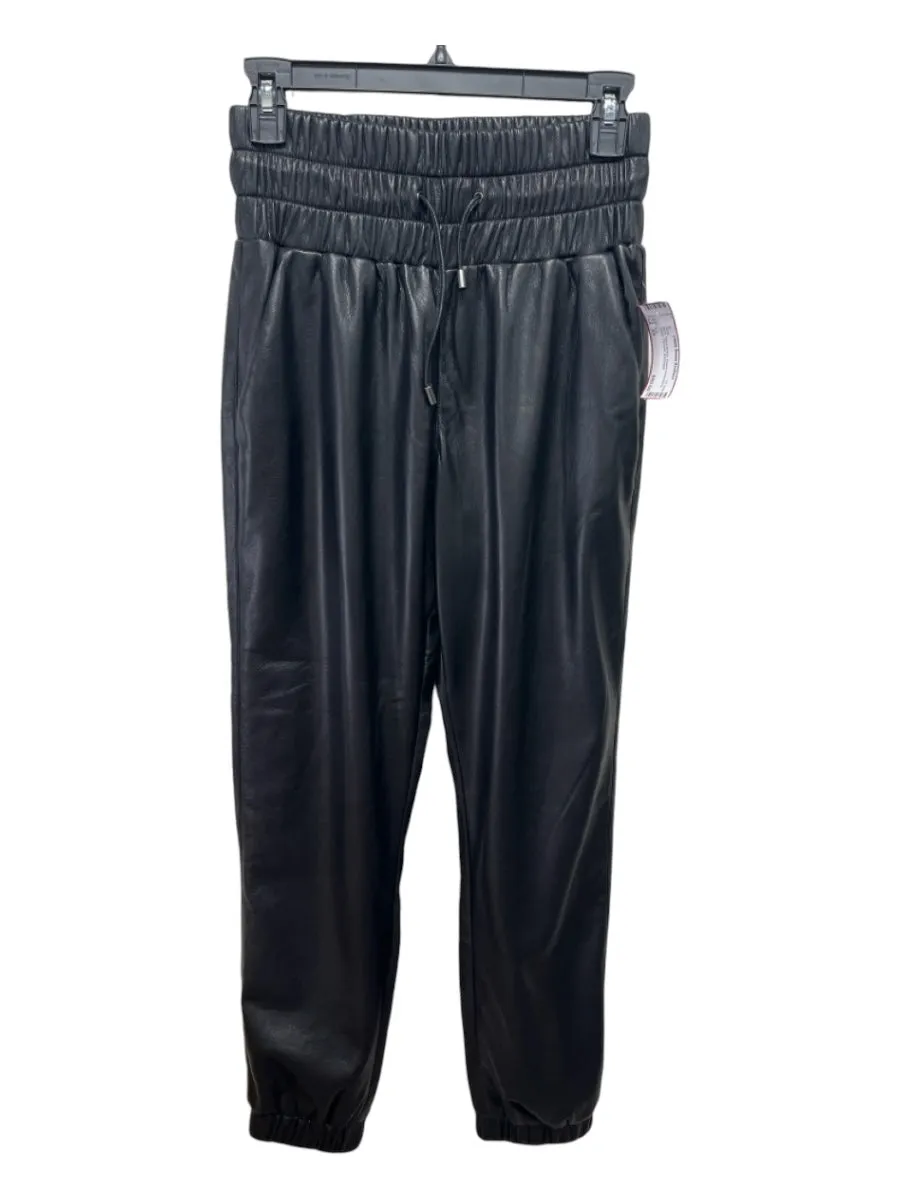 Joie Size XS Black Polyurethane Elastic Drawstring Jogger Pockets Pants