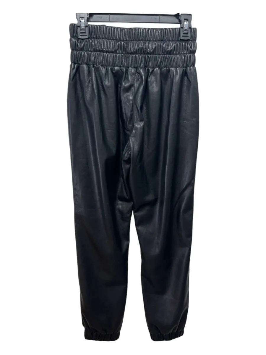 Joie Size XS Black Polyurethane Elastic Drawstring Jogger Pockets Pants