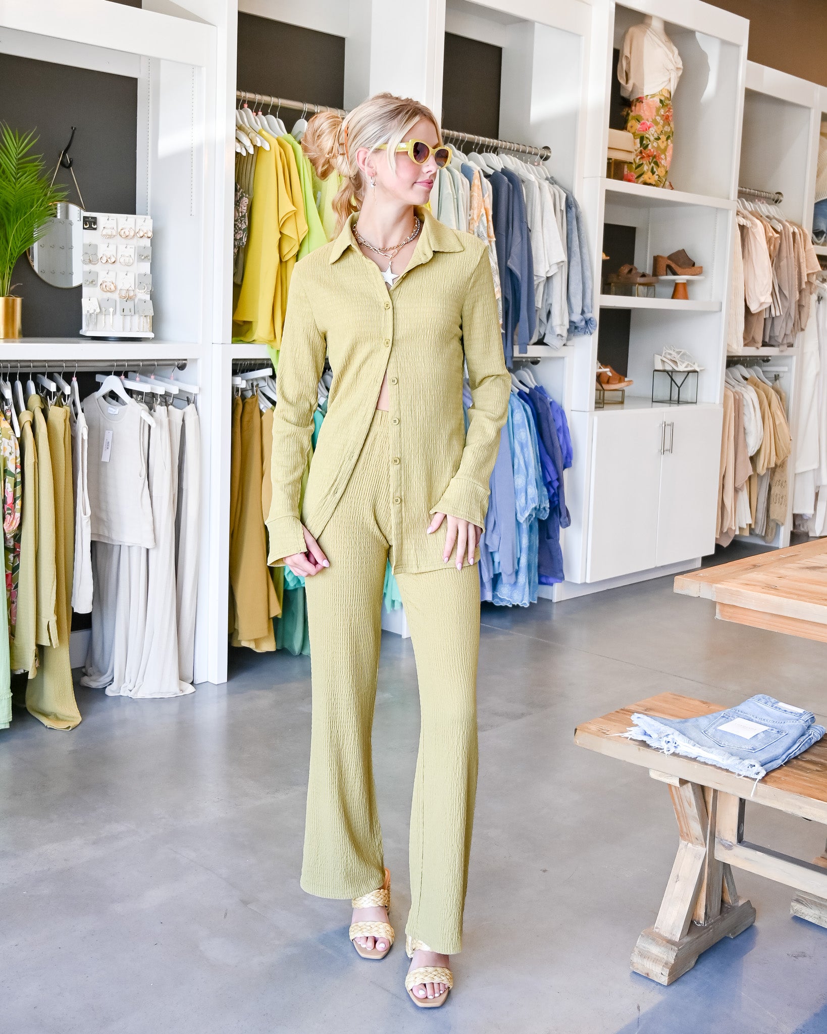 Lemongrass Textured Pants