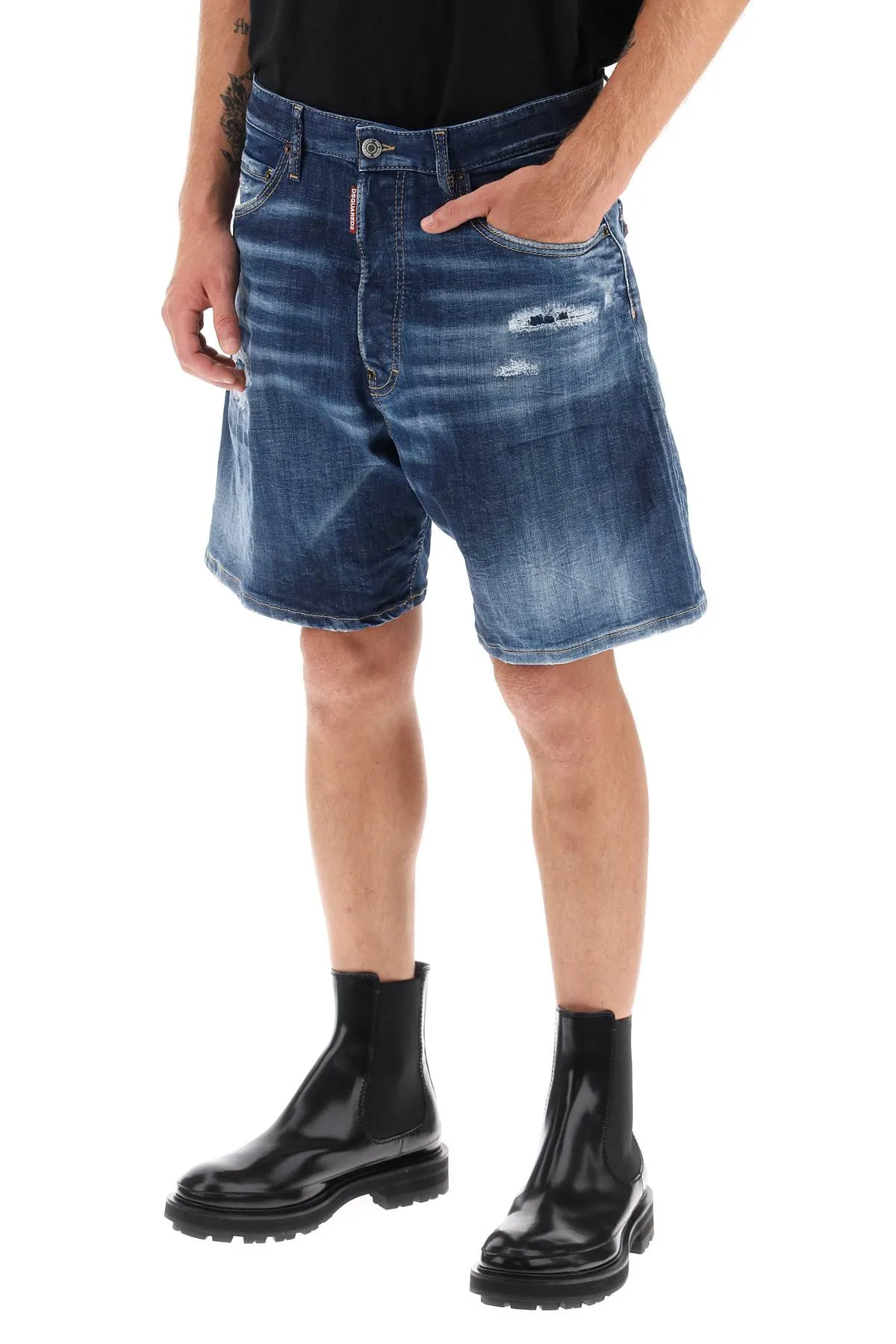 Loose Shorts In Used Denim