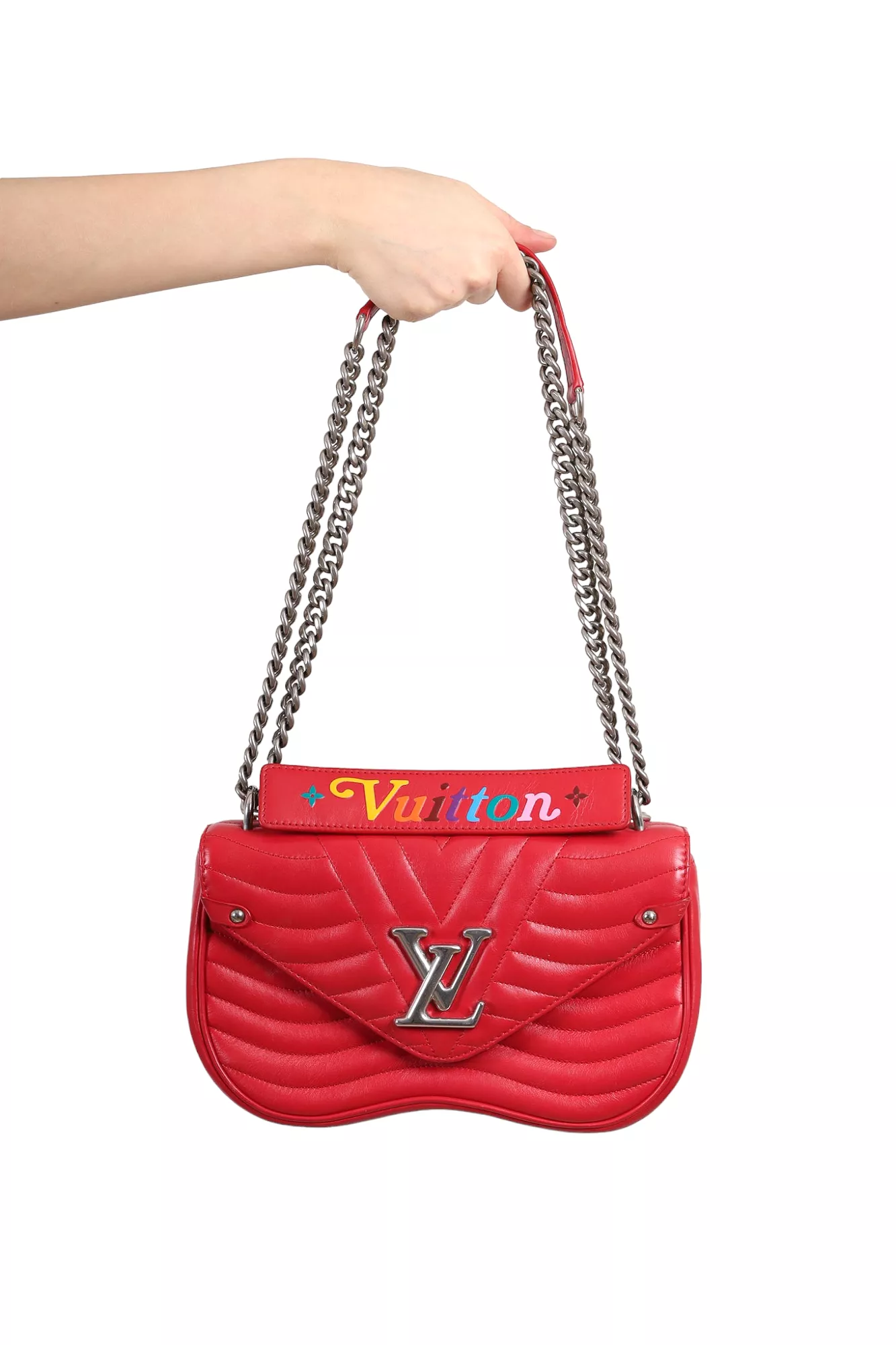 Louis Vuitton 2019 Red Ecarlate Leather New Wave MM Chain Bag