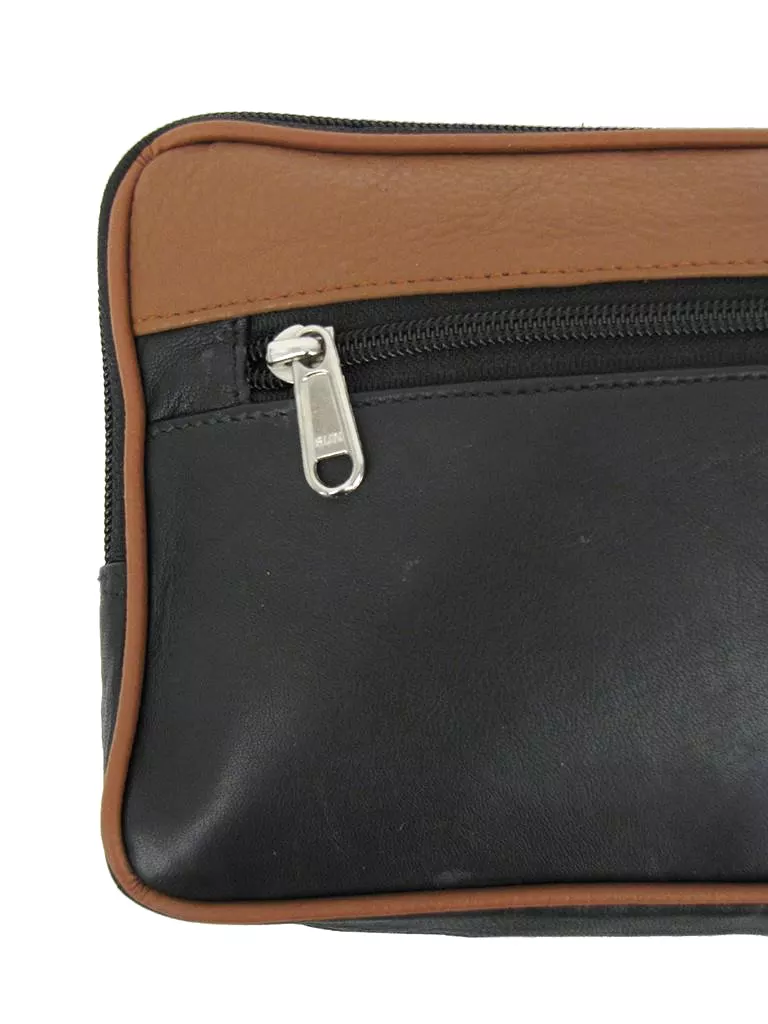 Mens Toiletry/ Travel Wash Bag Soft Leather With Wrist Strap