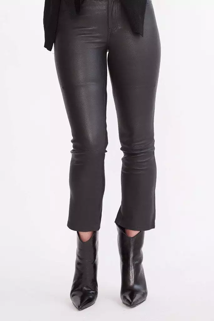 Midtown Kick Flare Pant Black Stretch Leather