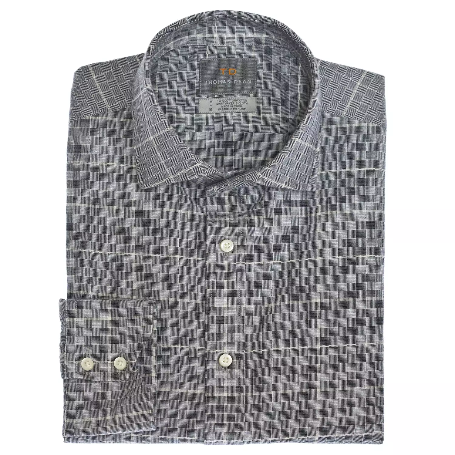 Navy Windowpane Button Down Sport Shirt