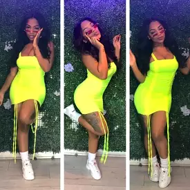 Neon Yellow Spaghetti Dress