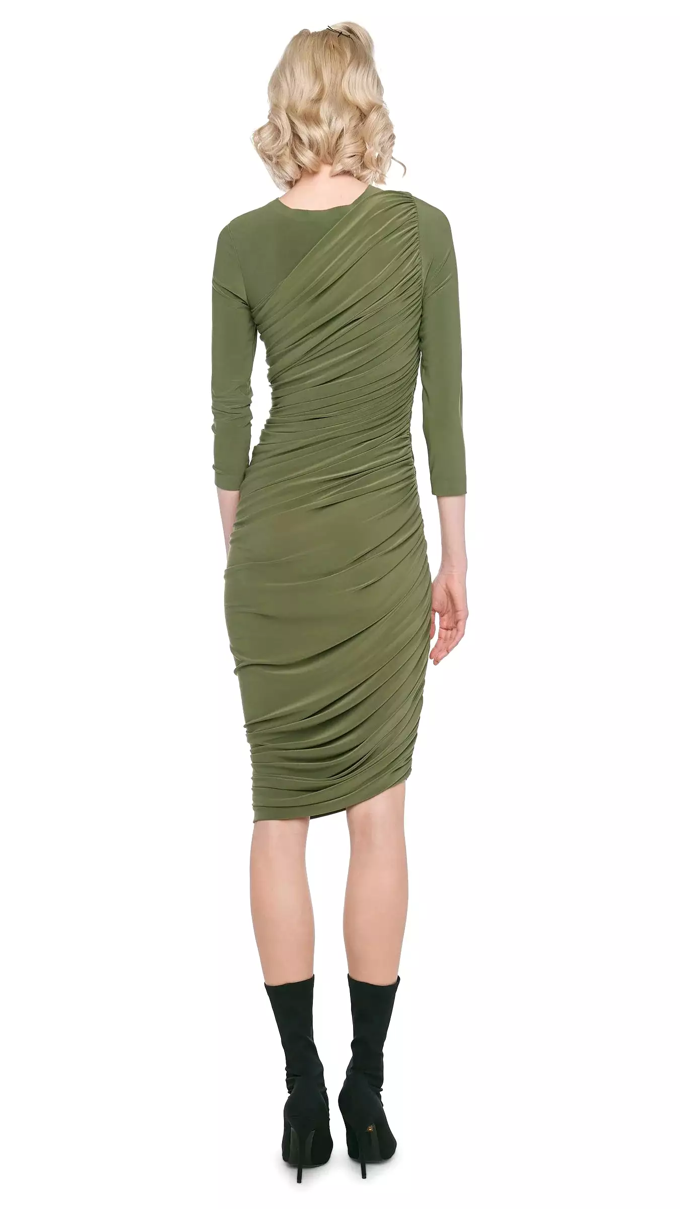 Norma Kamali LONG SLEEVE DIANA DRESS  MILITARY Green