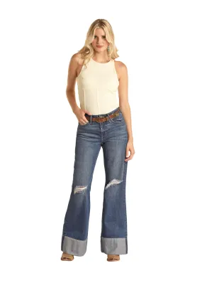 Panhandle Slim Women Rock & Roll Medium Wash Comfort Flare Jeans