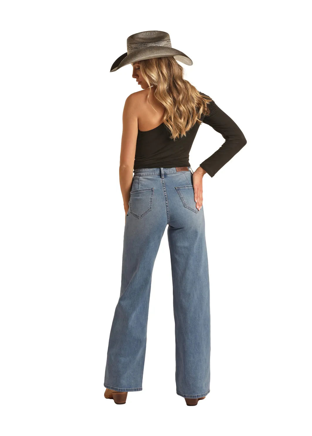 Panhandle Slim Womens  Slit Pocket Relaxed Flare Jeans