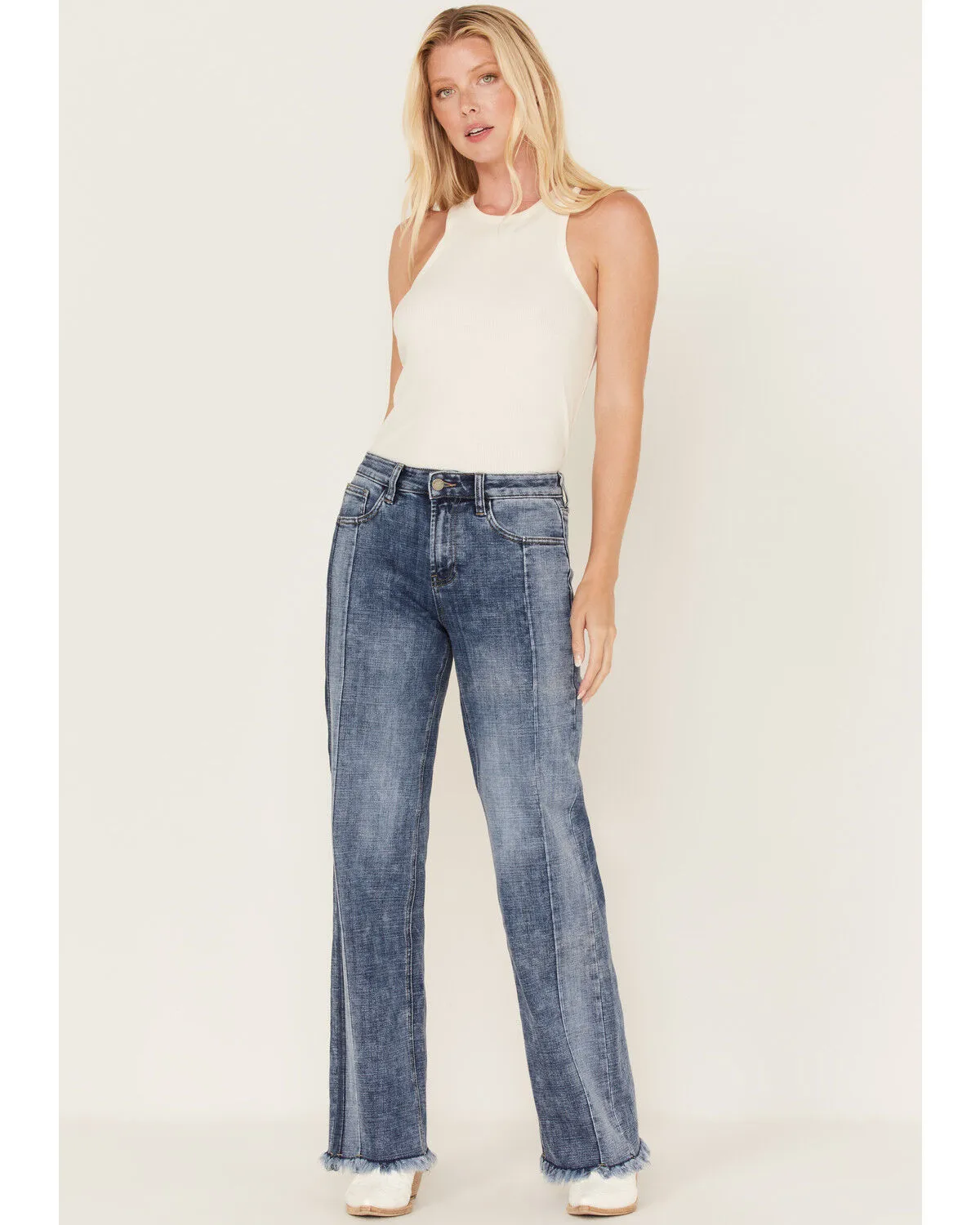 Product Name:  Billy T Women's Medium Wash Mid Rise Wide Flare Jeans