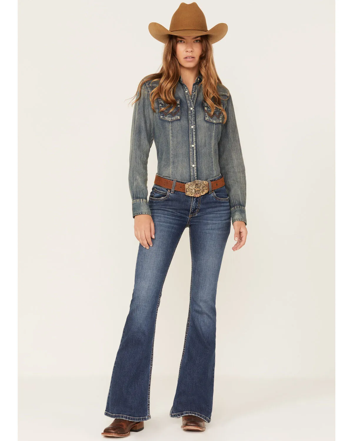 Product Name:  Wrangler Retro Women's Mae Flare Mid Rise Faith Denim Jeans