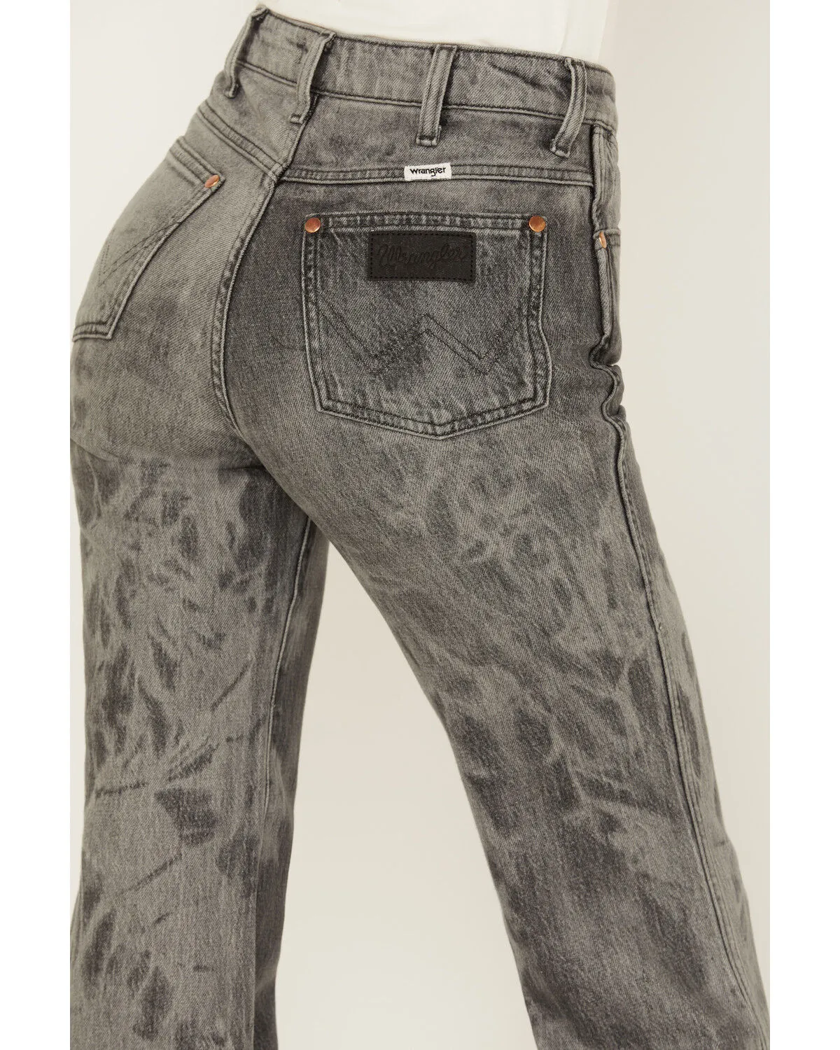 Product Name:  Wrangler Women's Wanderer Laser Acid Wash High Rise Distressed Flare Jeans