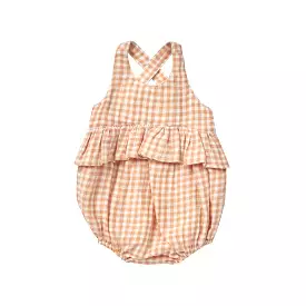 Quincy Mae Penny Romper - Melon Gingham