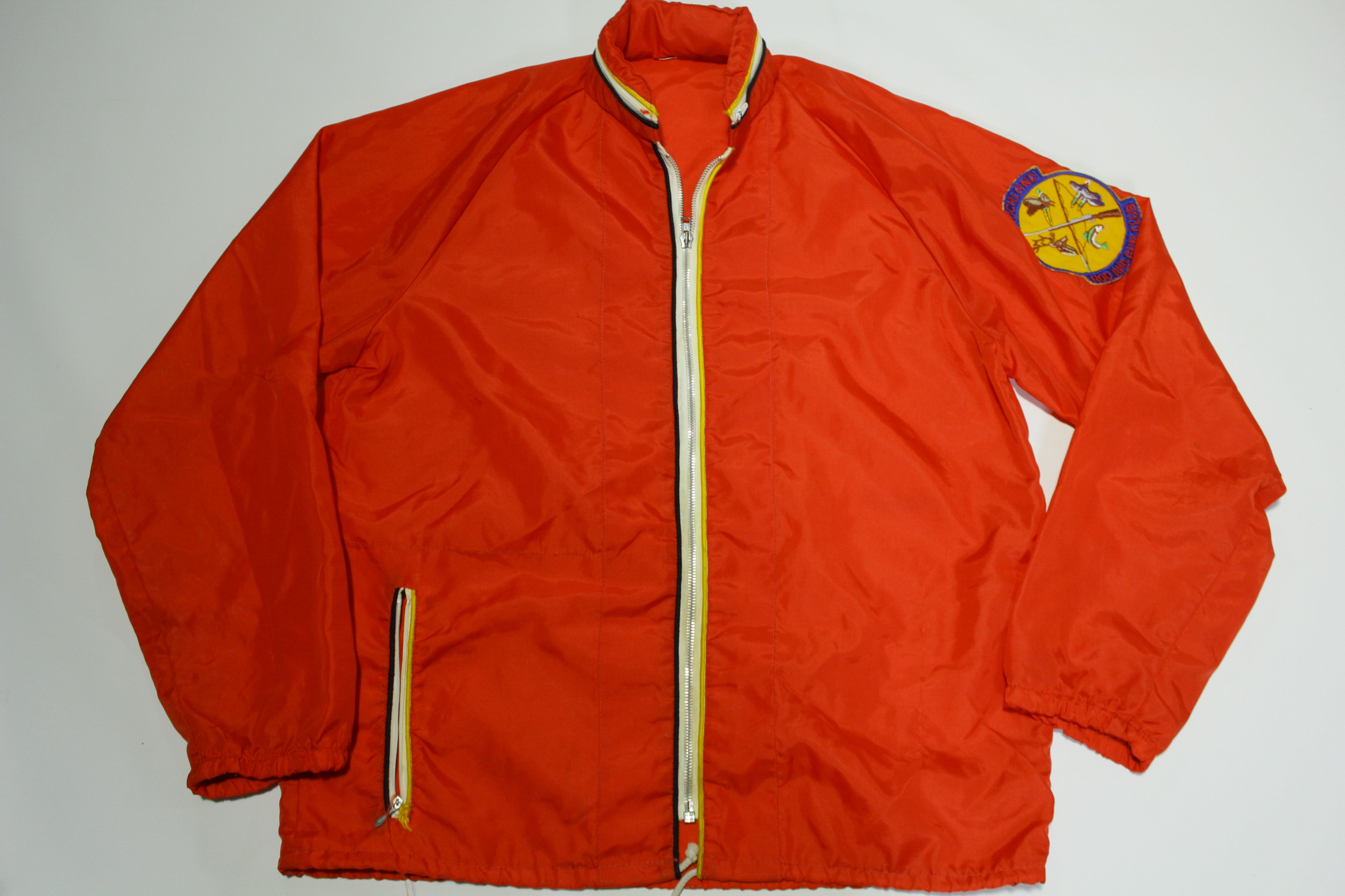 Racing Stripe Windbreaker Vintage 60's Richland Rod and Gun Club Patch Jacket